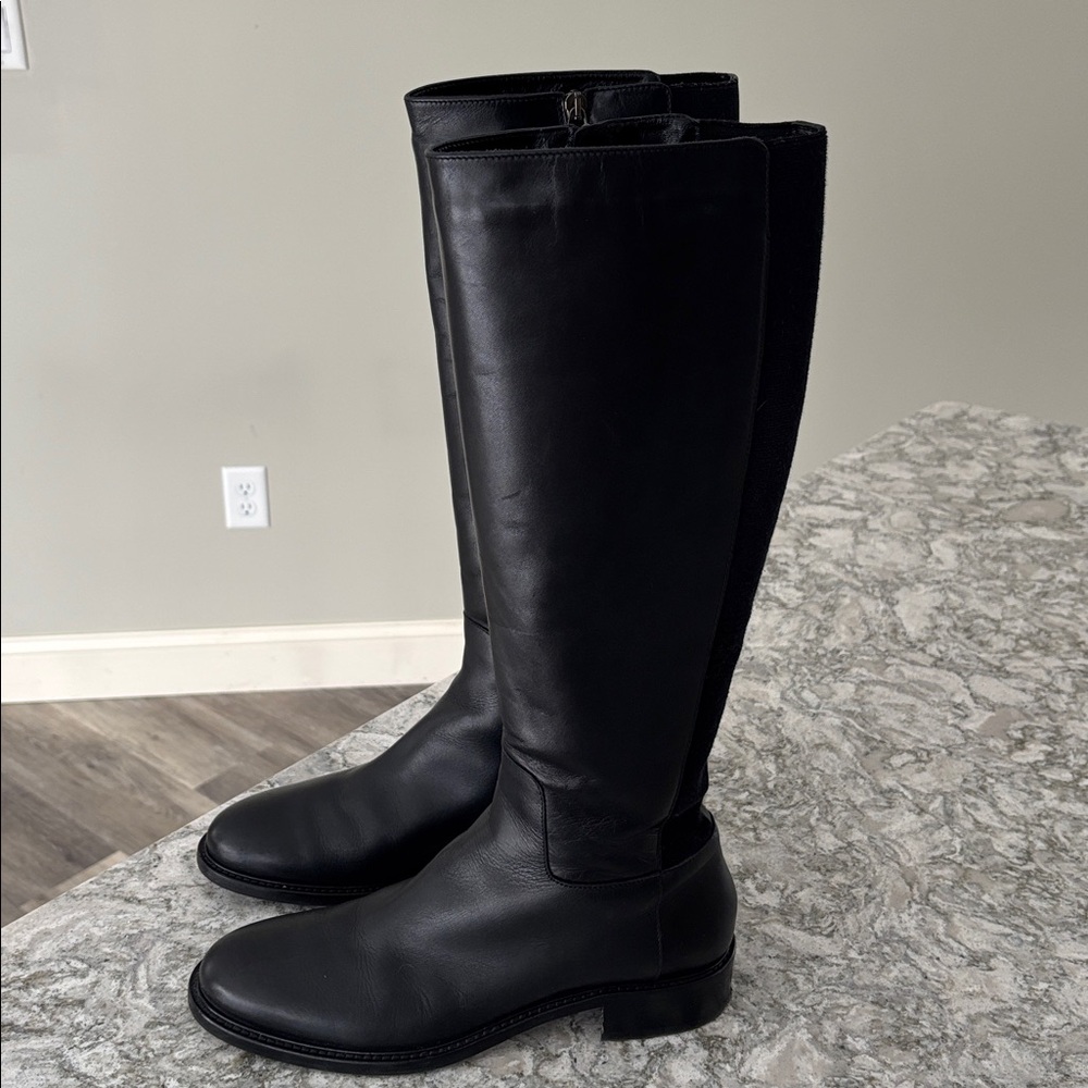 Aquatalia Black tall black leather zip up boots